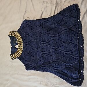 Inc., navy neckline designed sweater, M